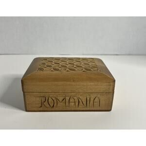 Vintage Romania Wooden Trinket Box